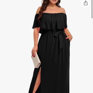 Off shoulder waisted long dress with pockets NWT